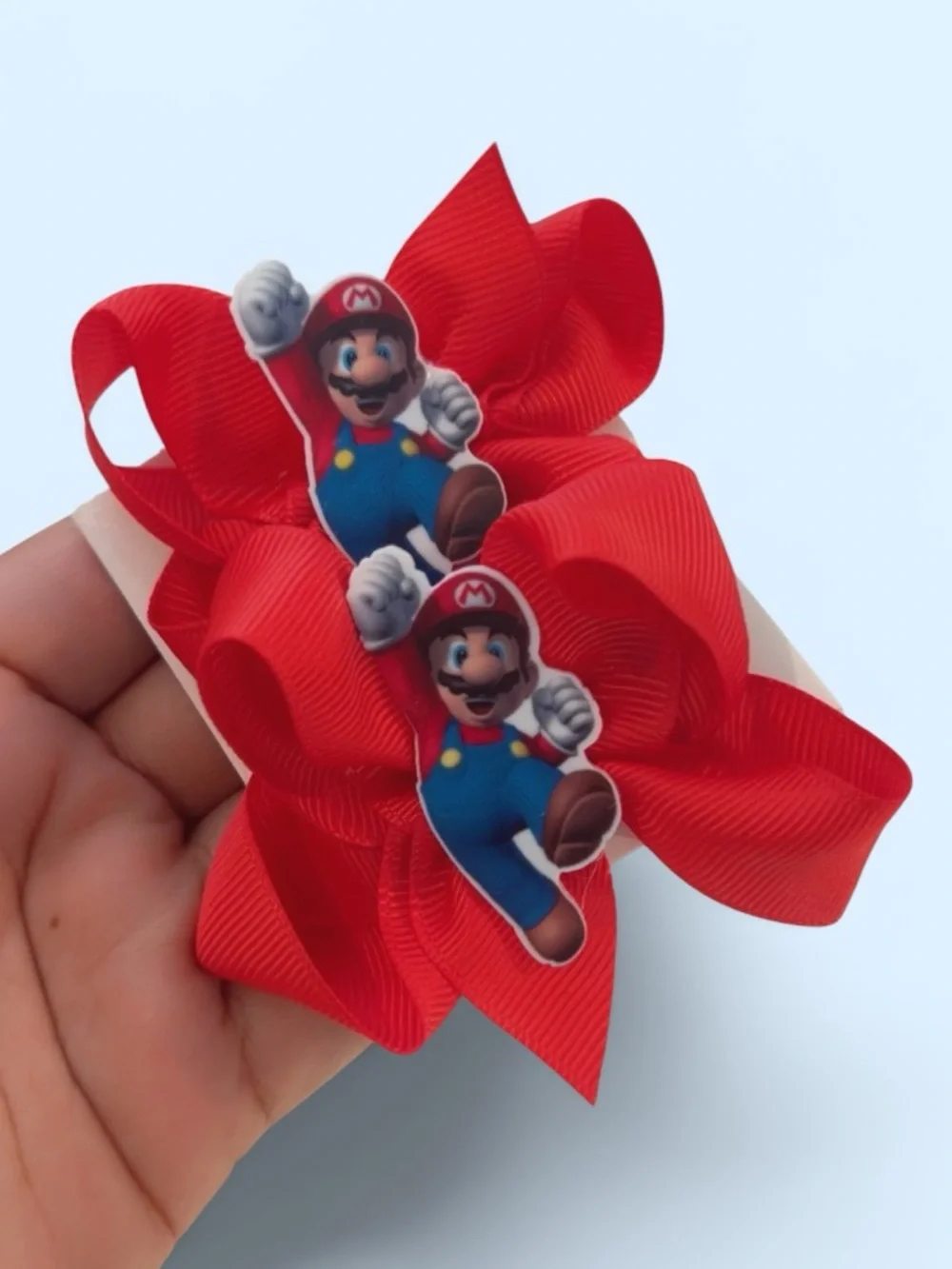 Super Mario 3” Handmade Boutique Hair Bow Set | Pair of Girls Hair Bows